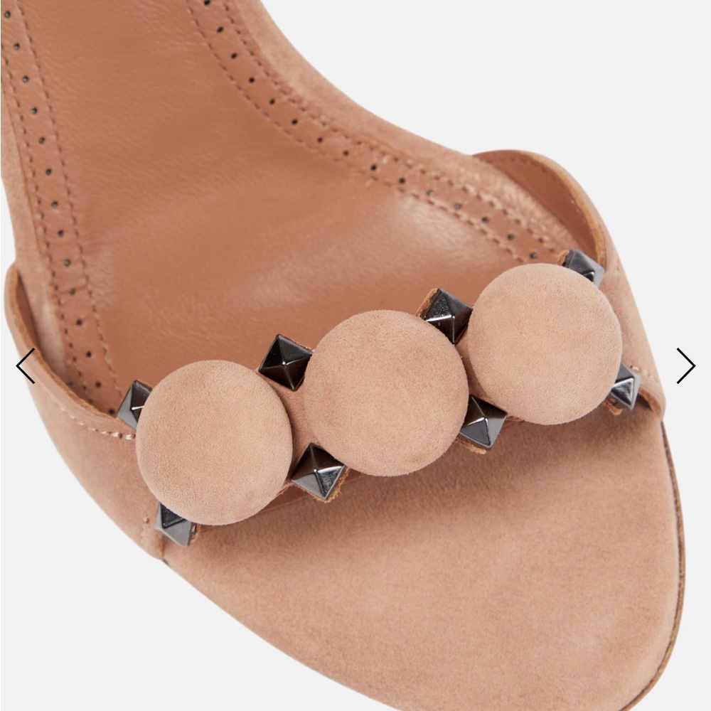 Alaia Nude Suede Heels with Embellishments - Picture 6 of 16